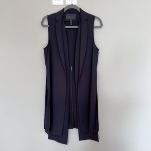 NWOT BCBG MAXAZRIA Tasha Black Long Vest Tie Open Front Duster Cardigan M